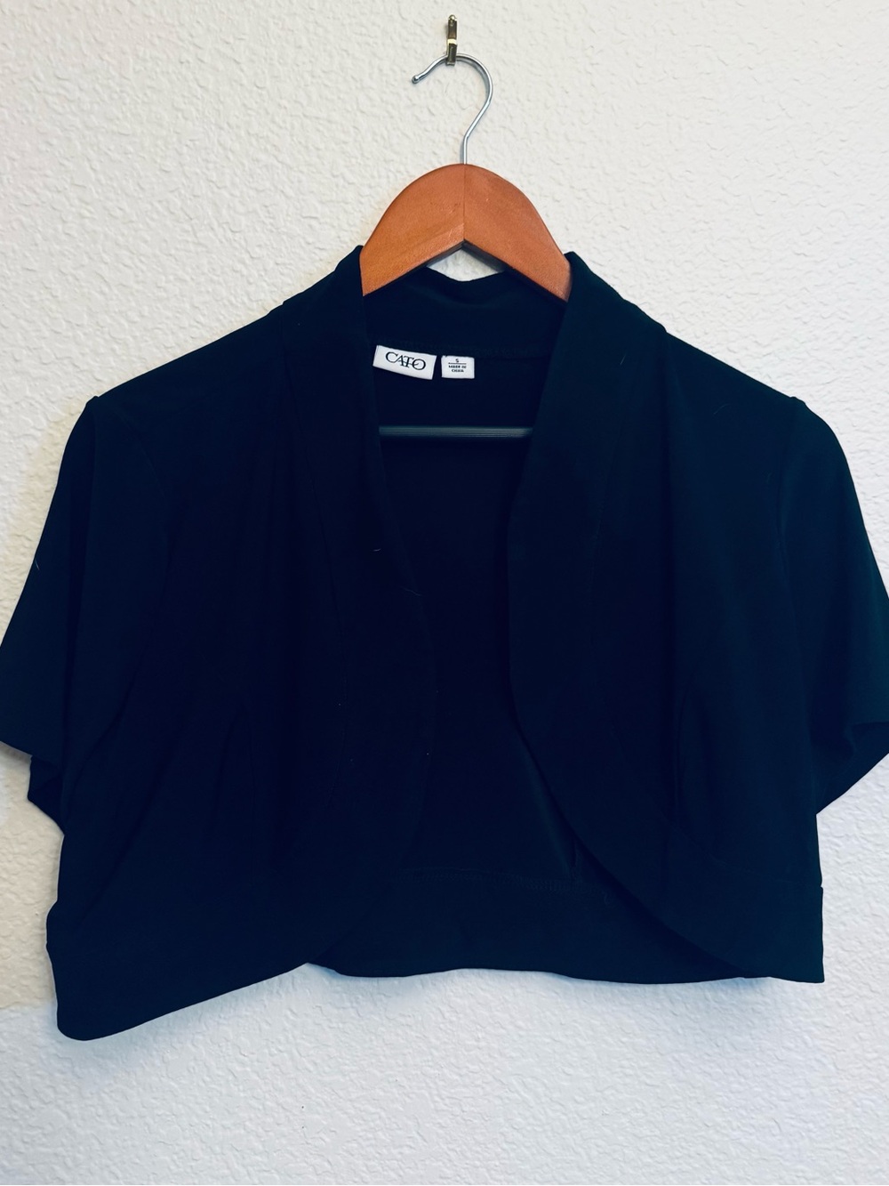 Cato Black Short Sleeve Bolero Cover Up Top S
